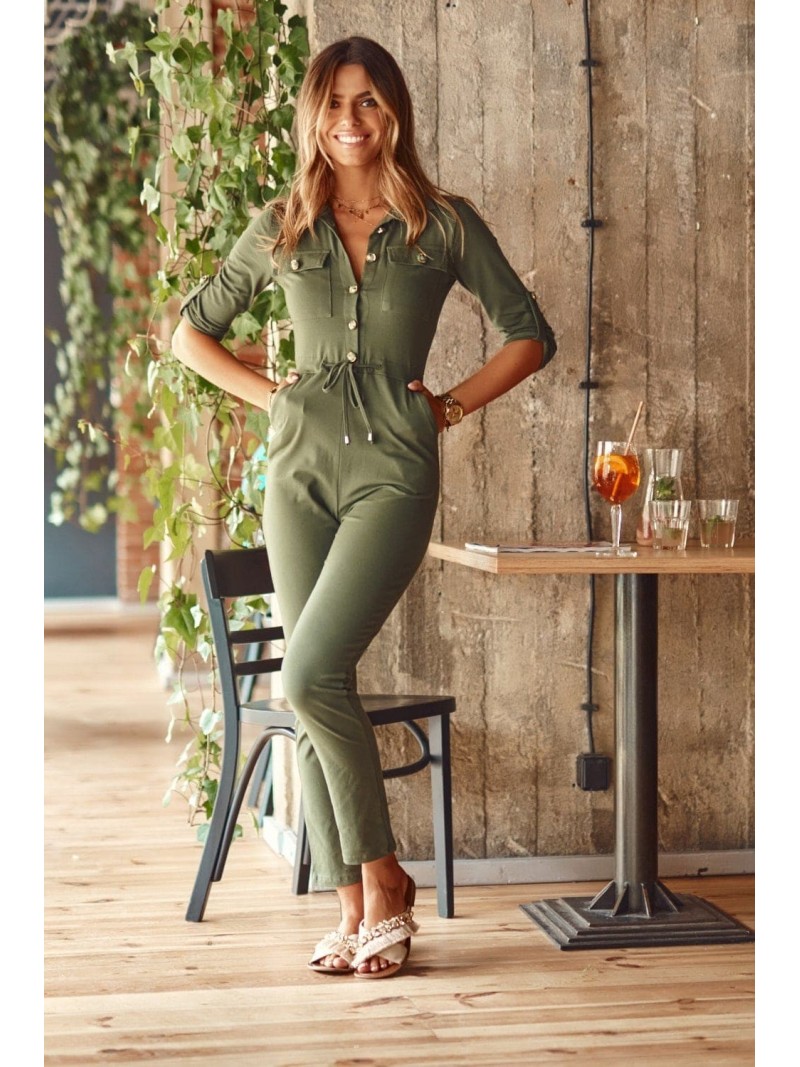 Women\'s overalls with a khaki collar FK598 - Online store - Boutique